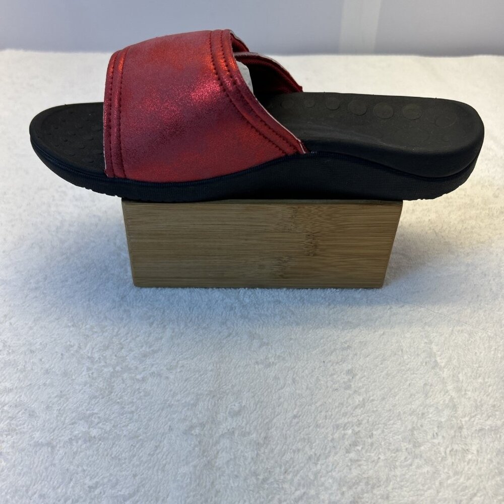 Medical Soles RX Slides Post OP Red Metallic Adj Strap Women SZ 6 New No Box